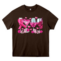 Chocolate Brown breast cancer wine glasses Heavy Core Tee - texasbilliewilder