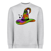 Heather Grey Witch Hat With Spiders Heavyweight Sweatshirt - Jasminsmagicworld