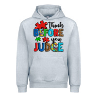 Heather Grey think before you judge Urban Hoodie - OliviaCreatesArt