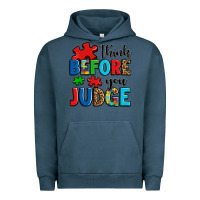 Pigment Midnight Navy think before you judge Urban Hoodie - OliviaCreatesArt