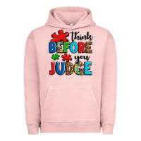 Pigment Salmon think before you judge Urban Hoodie - OliviaCreatesArt