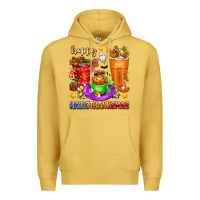Antique Gold Happy Hallothanksmas coffee cups Premium Hoodie - texasbilliewilder