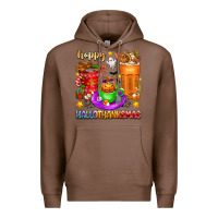 Chestnut Happy Hallothanksmas coffee cups Premium Hoodie - texasbilliewilder