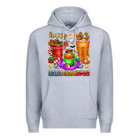 Heather Grey Happy Hallothanksmas coffee cups Premium Hoodie - texasbilliewilder
