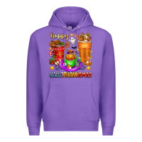Purple Happy Hallothanksmas coffee cups Premium Hoodie - texasbilliewilder