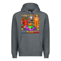 Rock Happy Hallothanksmas coffee cups Premium Hoodie - texasbilliewilder