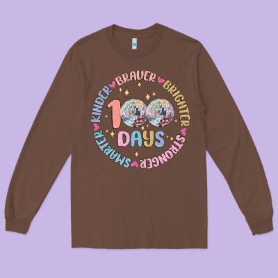 100 Days Of School Long Sleeve Tee Designed By Maliassmallbusiness