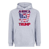 Heather Grey Trump America First Eagle Heavyweight Hoodie - Bettercallsaul