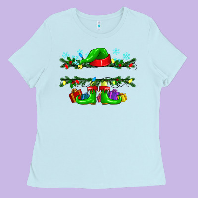 Custom Name Christmas Elf Ladies Tee Designed By Texasbilliewilder