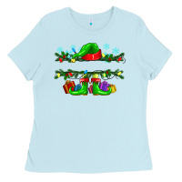 Baby Blue custom name christmas elf Ladies Tee - texasbilliewilder