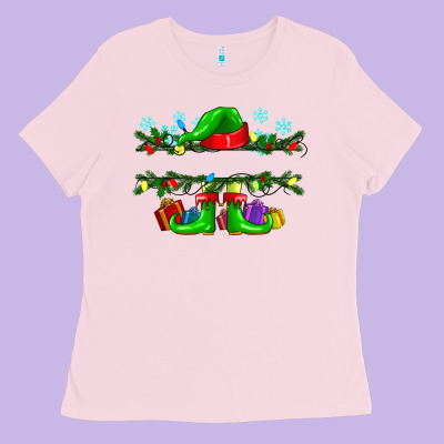 Custom Name Christmas Elf Ladies Tee Designed By Texasbilliewilder