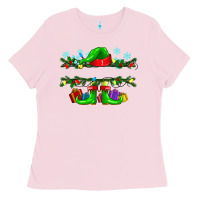 Bubblegum Pink custom name christmas elf Ladies Tee - texasbilliewilder