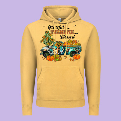 Grateful Thankful Blessed Vintage Hoodie Designed By Jahusdesignshop