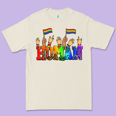 Human With Hands And Pride Flags Premium Tee Designed By Adodesignshop