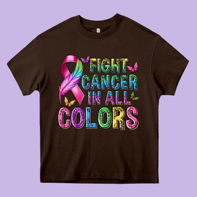Fight Cancer In All Colors Heavy Core Tee Designed By Texasbilliewilder