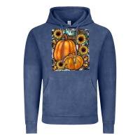 Vintage Denim sunflowers, pumpkin, cowhide, serape Vintage Hoodie - JahusDesignShop