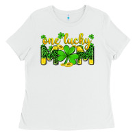 White one lucky mom Ladies Tee - Zillion Design Studio