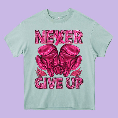 Never Give Up Cancer Heavy Core Tee Designed By Texasbilliewilder