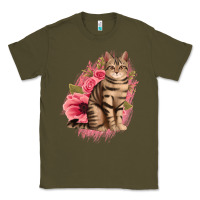 Army Green floral cat Classic Tee - Jasminsmagicworld