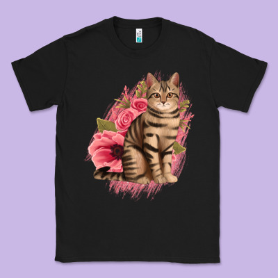 Floral Cat Classic Tee Designed By Jasminsmagicworld