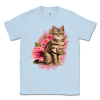 Dusty Blue floral cat Classic Tee - Jasminsmagicworld