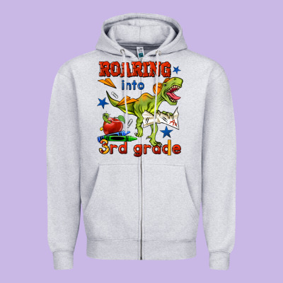 Roaring Into 3rd Grade Zipper Hoodie Designed By Bundleandbundleshop