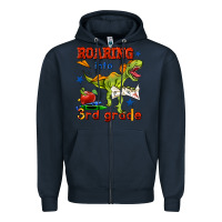 Navy roaring into 3rd grade Zipper Hoodie - BundleAndBundleShop