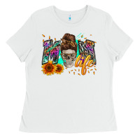 White mom life with skull Ladies Tee - Zillion Design Studio