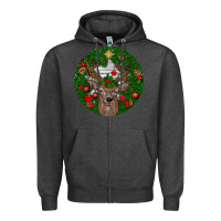 Charcoal Heather deer christmas Zipper Hoodie - BundleAndBundleShop
