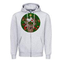 Heather Grey deer christmas Zipper Hoodie - BundleAndBundleShop