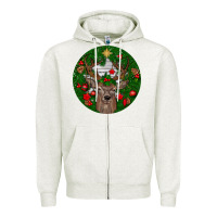 Oatmeal Heather deer christmas Zipper Hoodie - BundleAndBundleShop