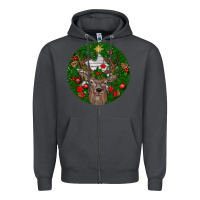 Smoke deer christmas Zipper Hoodie - BundleAndBundleShop