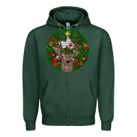Sports Green deer christmas Zipper Hoodie - BundleAndBundleShop