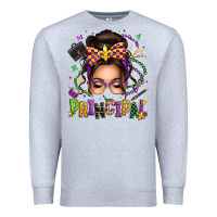 Mardi Gras Principal Caucasian Messy Bun Premium Sweatshirt | Teevron