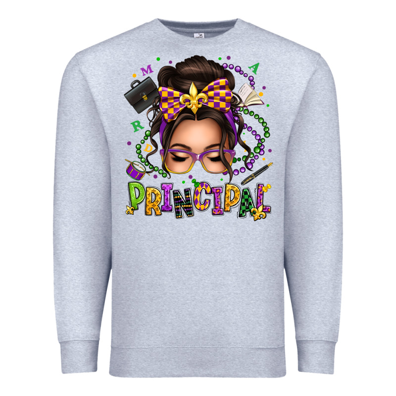 Mardi Gras Principal Caucasian Messy Bun Premium Sweatshirt by texasbilliewilder | Teevron