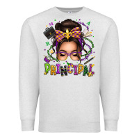 Oatmeal Heather mardi gras principal caucasian messy bun Premium Sweatshirt - texasbilliewilder