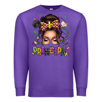 Purple mardi gras principal caucasian messy bun Premium Sweatshirt - texasbilliewilder