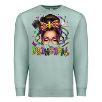 Seafoam mardi gras principal caucasian messy bun Premium Sweatshirt - texasbilliewilder