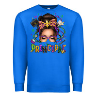 True Royal mardi gras principal caucasian messy bun Premium Sweatshirt - texasbilliewilder