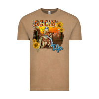 Vintage Coffee actinup with cowgirl Vintage Tee - NancyCooperArtShop