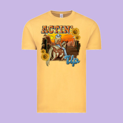 Actinup With Cowgirl Vintage Tee Designed By Nancycooperartshop