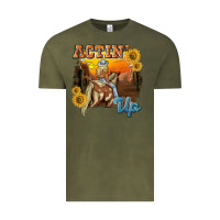 Vintage Olive actinup with cowgirl Vintage Tee - NancyCooperArtShop