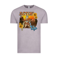 Vintage Zinc actinup with cowgirl Vintage Tee - NancyCooperArtShop