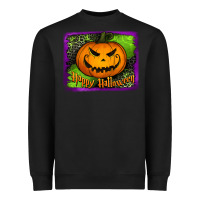 Black Happy Halloween Pumpkin Heavyweight Sweatshirt - Jasminsmagicworld