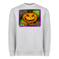 Heather Grey Happy Halloween Pumpkin Heavyweight Sweatshirt - Jasminsmagicworld