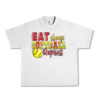 Lunar Rock Eat Sleep Softball Repeat Urban Heavy Tee - LillyAllenDesigns