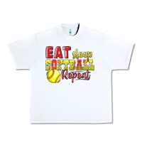 White Eat Sleep Softball Repeat Urban Heavy Tee - LillyAllenDesigns