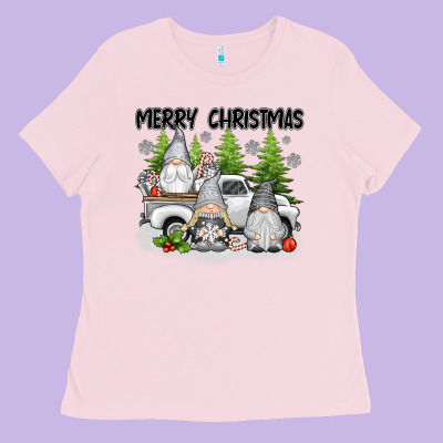 Merry Christmas Gnomies Ladies Tee Designed By Texasbilliewilder