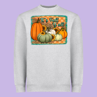 It's Fall Y'all Pumpkins Halloween And Sunflowers Heavyweight Sweatshirt Designed By Jasminsmagicworld