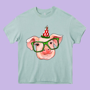 Pig Christmas Heavy Core Tee Designed By Ranaportraitstore